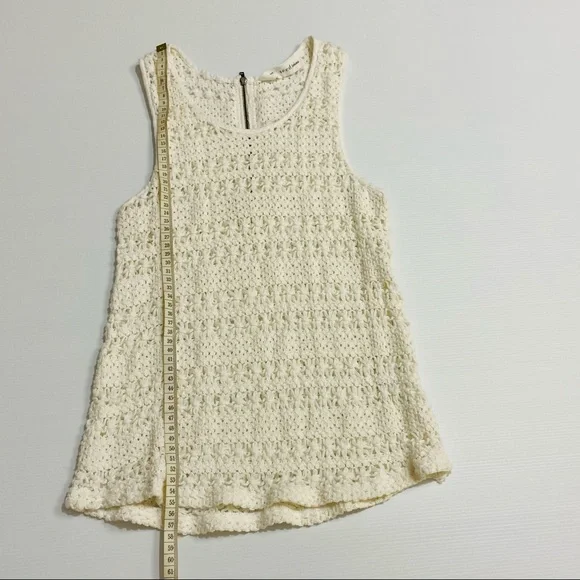 SEED FEMME Womens White Cream 100% Cotton Crochet Sleeveless BOHO Top Size XS - Picture 8 of 11